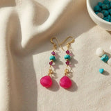 Gold Filled Wire Wrapped Pink Turquoise Gemstone Earrings