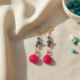 Gold Filled Wire Wrapped Pink Turquoise Gemstone Earrings