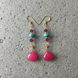 Gold Filled Wire Wrapped Pink Turquoise Gemstone Earrings