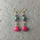 Gold Filled Wire Wrapped Pink Turquoise Gemstone Earrings