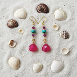 Gold Filled Wire Wrapped Pink Turquoise Gemstone Earrings
