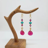 Gold Filled Wire Wrapped Pink Turquoise Gemstone Earrings
