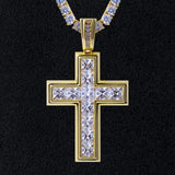 Princess Cut Cross Pendant 14K Gold Plated 