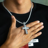 Princess Cut Cross Pendant White Gold Plated 