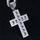 Princess Cut Cross Pendant White Gold Plated 