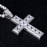 Princess Cut Cross Pendant White Gold Plated 
