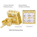 Princess Cut Diamond CZ Square Stud Mens Earrings Earrings 