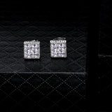 Princess Cut Diamond CZ Square Stud Mens Earrings Earrings 