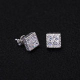 Princess Cut Diamond CZ Square Stud Mens Earrings Earrings 