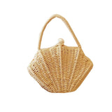 Amalfina Pearl Shell Handwoven Straw Crossbody Shoulder Bag