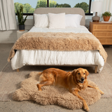 PupRug™ Luxe Faux Fur Orthopedic Dog Bed -  Plush Sheep Tan