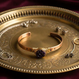 LOVE Stamped Gold Wire Wrapped Purple Druzy Copper Cuff