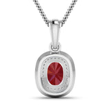 1.75 Carat Genuine Ruby and White Diamond 14K White Gold Pendant