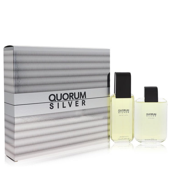 Quorum Silver by Puig Gift Set -- 3.4 oz Eau De Toilette Spray + 3.4 oz After Shave for Men