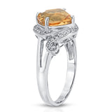 3.00 ct Genuine Citrine and White Topaz .925 Sterling Silver Ring