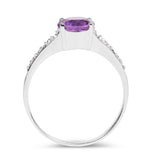 1.32 Carat Genuine Amethyst & White Topaz .925 Sterling Silver Ring