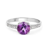 1.32 Carat Genuine Amethyst & White Topaz .925 Sterling Silver Ring
