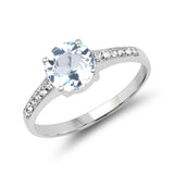 1.66 Carat Genuine Blue Topaz & White Topaz .925 Sterling Silver Ring