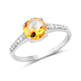 1.32 Carat Genuine Citrine & White Topaz .925 Sterling Silver Ring