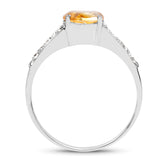 1.32 Carat Genuine Citrine & White Topaz .925 Sterling Silver Ring