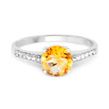 1.32 Carat Genuine Citrine & White Topaz .925 Sterling Silver Ring