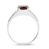 1.66 Carat Genuine Garnet & White Topaz .925 Sterling Silver Ring