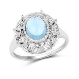 2.10 Carat Genuine Blue Topaz .925 Sterling Silver Ring