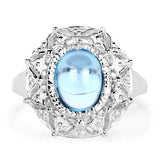 2.10 Carat Genuine Blue Topaz .925 Sterling Silver Ring