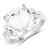 5.63 Carat Genuine Crystal Quartz & White Topaz .925 Sterling Silver Ring