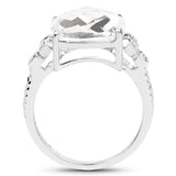 5.63 Carat Genuine Crystal Quartz & White Topaz .925 Sterling Silver Ring