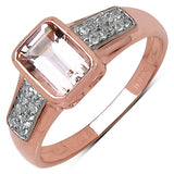 1.00 Carat Genuine Morganite & White Cubic Zircon 10K Rose Gold Ring