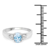 0.99 Carat Genuine Blue Topaz and White Diamond .925 Sterling Silver Ring