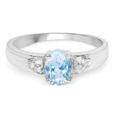 0.99 Carat Genuine Blue Topaz and White Diamond .925 Sterling Silver Ring