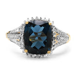 3.78 Carat Genuine Blue Topaz & White Diamond 10K Yellow Gold Ring