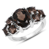 4.36 Carat Genuine Smoky Quartz .925 Sterling Silver Ring