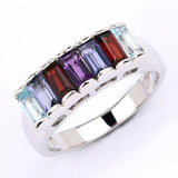 1.62 Carat Genuine Multi Stones .925 Sterling Silver Ring