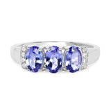 1.36 Carat Genuine Tanzanite and White Topaz .925 Sterling Silver Ring