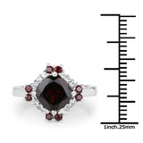 2.77 Carat Genuine Garnet and White Topaz .925 Sterling Silver Ring