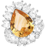 12.01 Carat Genuine Citrine & White Topaz .925 Sterling Silver Ring