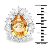 12.01 Carat Genuine Citrine & White Topaz .925 Sterling Silver Ring