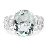 7.10 Carat Genuine Green Amethyst .925 Sterling Silver Ring