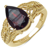 14K Yellow Gold Plated 3.50 Carat Genuine Garnet .925 Sterling Silver Ring
