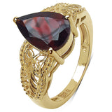 14K Yellow Gold Plated 3.50 Carat Genuine Garnet .925 Sterling Silver Ring