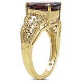 14K Yellow Gold Plated 3.50 Carat Genuine Garnet .925 Sterling Silver Ring