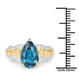 14K Yellow Gold Plated 3.50 Carat Genuine Blue Topaz .925 Sterling Silver Ring