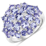 2.83 Carat Genuine Tanzanite and White Topaz .925 Sterling Silver Ring