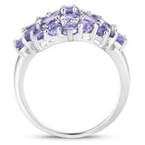2.83 Carat Genuine Tanzanite and White Topaz .925 Sterling Silver Ring