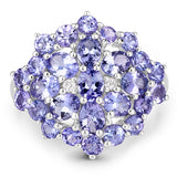 2.83 Carat Genuine Tanzanite and White Topaz .925 Sterling Silver Ring