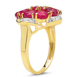 14K Yellow Gold Plated 4.05 Carat Genuine Glass Filled Ruby & White Topaz .925 Sterling Silver Ring