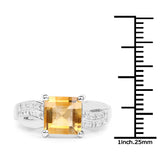 2.49 Carat Genuine Citrine & White Topaz .925 Sterling Silver Ring